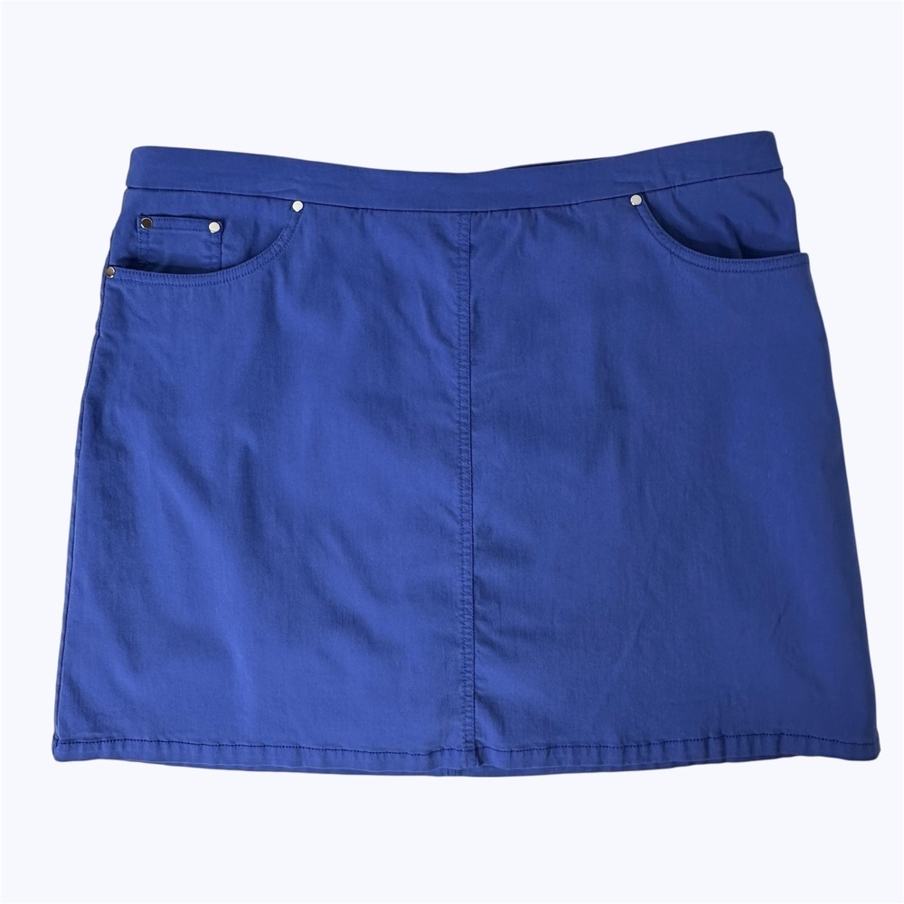 Hearts of Palm Stretch Skort Blue Pull On Pockets Skirt Shorts Resort Golf Sz 18